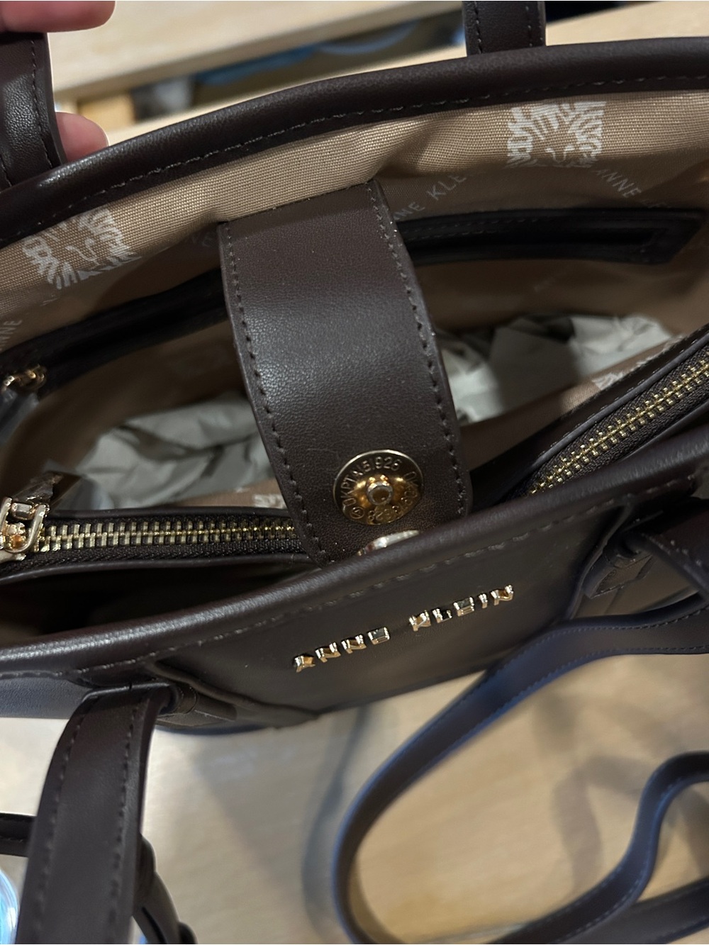 Anne Klein Brown Structured crossbody Tote with Pouch - Picture 5 of 9